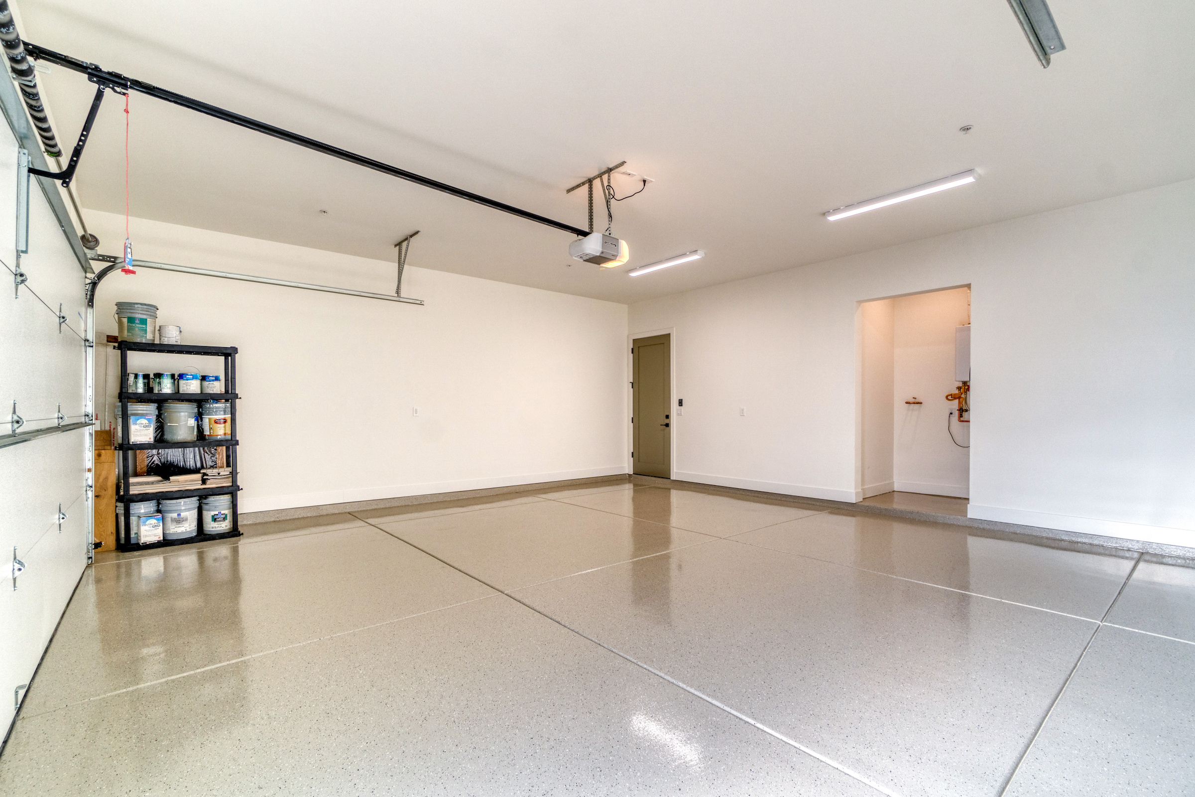 Interior garage with epoxy flooring